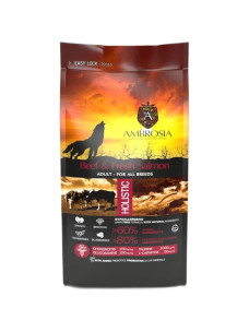 Сухой корм для взрослых собак всех пород Ambrosia Grain Free Dog Adult Beef & Fresh Salmon с говядиной и свежим лососем, 2 кг