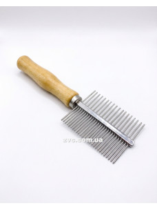 Расческа Ginger Pro PI1431 металическая деревянная ручка двухсторонняя 5,2х17,2см