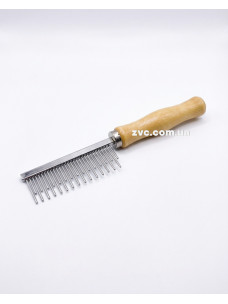 Расческа Ginger Pro PI1432 металическая деревянная ручка длинный/короткий зуб 2,9х17,5см