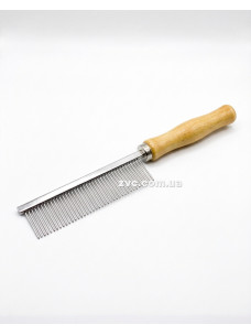 Расческа Ginger Pro PI1433 металлическая деревянная ручка длинный зуб 2,9х17,5см