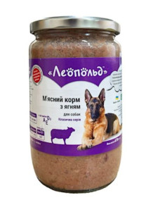 Вологий корм для собак Леопольд М'ясний корм з ягням, консерва, 670 г