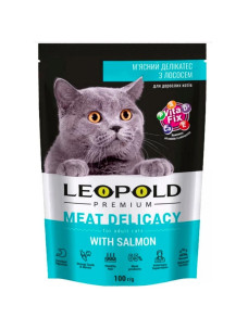 Влажный корм для котов Леопольд Мясные Деликатесы с лососем, 100 г