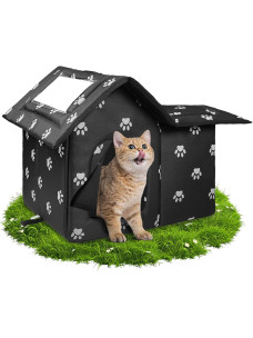 Будка термодом уличный водонепроницаемый Лапка для животных, собак, кошек, защита от холода, дождя, ветра, размер 34х43х40см 44334 черный