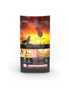 Сухой корм для щенков всех пород Ambrosia Grain Free Dog Chicken & Fresh Fish курица и свежая рыба, 2кг