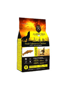 Сухой корм для взрослых собак мини пород Ambrosia Grain Free Dog Adult Mini Fresh Salmon and Chicken свежый лосось и курица, 6 кг