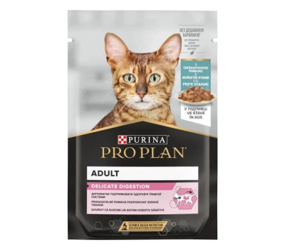 Вологий корм Purina Pro Plan Delicate Nutrisavour Про План для котів з чутливим травленням з океанічною рибою, 85 г