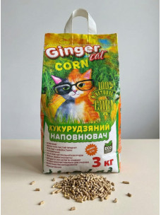 Натуральный кукурузный наполнитель Ginger Cat Corn для лотка кошек, 3 кг