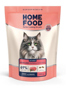 Сухой корм Home Food Hairball Control для выведения шерсти из желудка кошек, 400 г