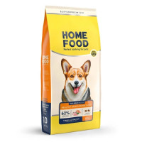 Сухой корм здоровая кожа и блеск шерсти Home Food Индюшка и лосось для взрослых собак средних пород, 10 кг
