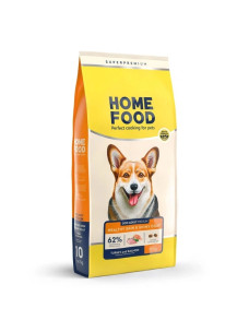 Сухой корм здоровая кожа и блеск шерсти Home Food “Индюшка и лосось” для взрослых собак средних пород, 10 кг