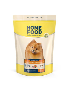 Сухой корм здоровая кожа и блеск шерсти Home Food “Индюшка и лосось” для взрослых собак малых пород, 700 г