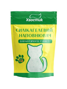 Гігієнічний силікагелевий наповнювач ХВОСТИК для туалету кішок, дрібний, зелені гранули, 7,2 л