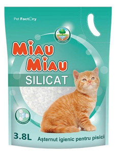Гигиенический силикагелевый наполнитель MIAU MIAU SILICATE для туалета кошек, 3.8 л