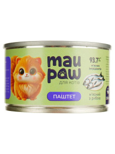 Консервированный полнорационный корм для взрослых кошек Mau Paw паштет мясной с рыбой, 100 г