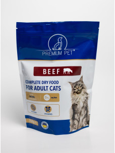 Полноценный сухой корм для кошек Premium Pet с говядиной, 350 г (Премиум Пет)