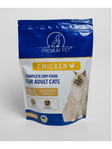 Полноценный сухой корм для кошек Premium Pet с курицей, 350 г (Премиум Пет)