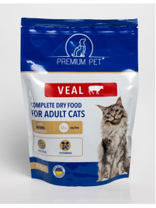 Полноценный сухой корм для кошек Premium Pet с телятиной, 350 г (Премиум Пет)