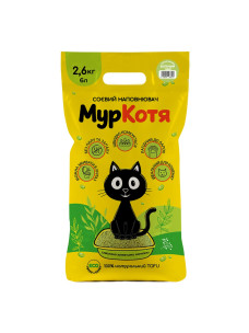 Соевый наполнитель для котов в лоток (туалет) МурКотя зелений чай, 2,6кг/6 л (тофу)