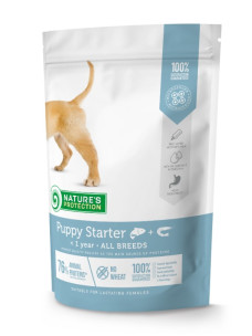 Сухий корм Nature's Protection Puppy Starter All Breeds з лососем для цуценят всіх порід у період першого прикорму та відлучення від молока матері, 500г (NPS45721)