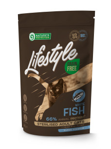 Сухий беззерновий корм Nature's Protection Lifestyle Grain Free Sterilised White fish з білою рибою для стерилізованих дорослих кішок, 400г (NPLS45801)