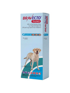 Бравекто ТриУНО (Bravecto TriUNO) три жевательные таблетки для собак весом 20-40кг от блох, клещей и гельминтов, 3 таб 400 мг