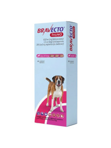 Бравекто ТриУНО (Bravecto TriUNO) три жувальні таблетки для собак вагою 40-60кг від бліх, кліщів та гельмінтів, 3 таб 600 мг