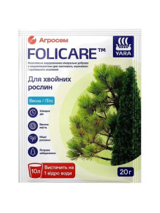Минеральное удобрение Yara Folicare для хвойных растений Весна-Лето, 20 г