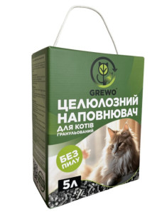 Целюлозний наповнювач для котів в гранулах GREWO, 5 л