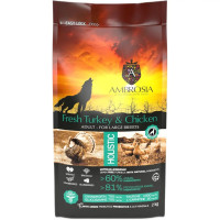 Сухий корм для дорослих собак великих порід Ambrosia Grain Free Dog Adult For Large Breeds Fresh Turkey & Chicken зі свіжою індичкою та куркою, 2 кг 832521