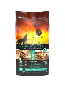 Сухий корм для дорослих собак великих порід Ambrosia Grain Free Dog Adult For Large Breeds Fresh Turkey & Chicken зі свіжою індичкою та куркою, 2 кг 832521