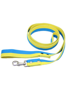 Брезентовый поводок-перестежка для собак спарка для двух собак Патриот 20мм 1,2м/1,7м/2,05м 202151-1 желто-голубой