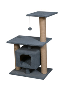 Домик когтеточка для кота дряпка Мур Мяу Буржуй в сизалевой веревке 40х60см, 40х60см, 34х34см, высота 96см серый
