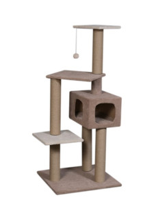 Домик когтеточка для кота дряпка для кошки Мур Мяу Алиса-2 размер 70х70см, 37х37см, 30х30см, высота 138см в джутовой веревке коричневый