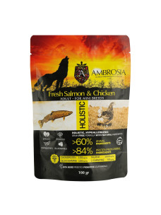 Сухой корм для взрослых собак мини пород Ambrosia Grain Free Dog Adult Mini Fresh Salmon and Chicken свежый лосось и курица, 100 г