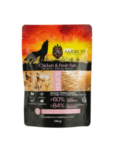 Сухой корм для щенков всех пород Ambrosia Grain Free Chicken & Fresh Fish с курицей и рыбой, 100 г