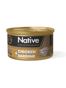 Натуральный консервированный корм Native Chicken with Sardine Adult Cat с курицей и сардиной для кошек, 75 г