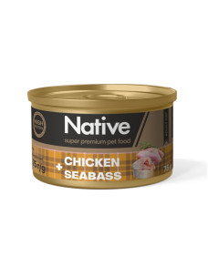 Натуральный консервированный корм Native Chicken with Seabass Adult Cat с курицей и морским окунем для кошек, 75 г