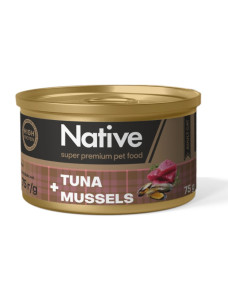 Натуральный консервированный корм Native Tuna with Mussels для взрослых кошек с тунцом и мидиями, 75 г.