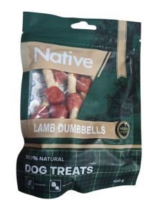 Лакомства для собак Native Dog Treats Sticker Lamb Dumbbell Гантелька жевательная с ягнёнком, 100 г (31042010)