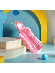 Автопоилка для собак и кошек Дорожная 500мл розовая