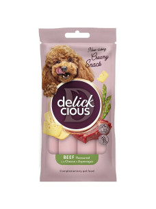 Лакомство Delickcious для собак крем-снек говядина с сыром и спаржей 4х15г