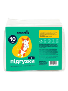 Подгузники Smartis для собак (сучек) 10-25 кг, размер S, 35-51 см, 10 шт.