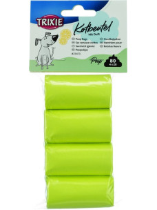 Пакеты Trixie для уборки за собаками, размер M, желтые с запахом лимона, набор 4 рулонов по 20 пакетов (полиэтилен) TX-23473
