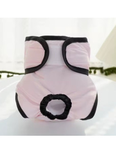 Гигиенические многоразовые трусики на липучках для собак и кошек размер L 40-45 см, розовые