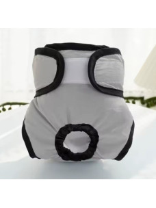 Гигиенические многоразовые трусики на липучках для собак и кошек размер L 40-45 см, серые