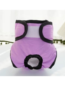 Гигиенические многоразовые трусики на липучках для собак и кошек размер L 40-45 см, сиреневые