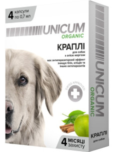 Unicum Organic краплі на натуральній основі від бліх та кліщів для собак, 4 п UN-026