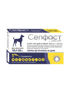 Unicum Селфаст капли на холку от блох, клещей и гельминтов для собак 10,1-20 кг UN-125